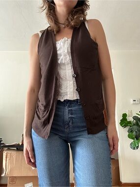 The Limited Women's Brown Button-Front Knit Vest Tank